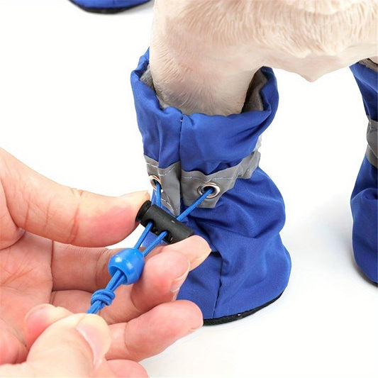 4 Small Non-Slip Waterproof Dog Boots with  Closure and Cushioned Insole - All-Weather Paw Protection for Small Dogs, Ideal for Rainy Season Outings to Keep Paws Dry - Perfect for Pet Outings