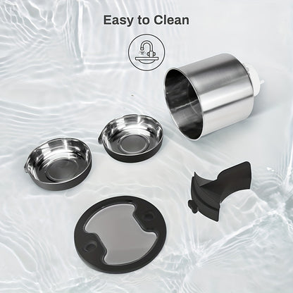 1pc Automatic Pet Feeder for Cats and Small to Medium Dogs, 4.5L Stainless Steel Dispenser with Dual Power, 6-Button Control, Includes 2 Bowls, Voice Record Feature, for Travel & Home Use - No Battery Included