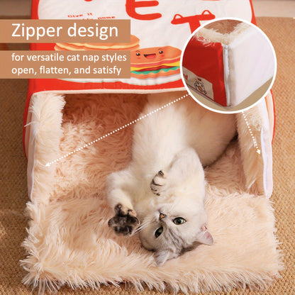 Rectangular Fully Closed Cat Nest, Snack Box Style Pet Cat Bed Universal Pet Nest For All Seasons