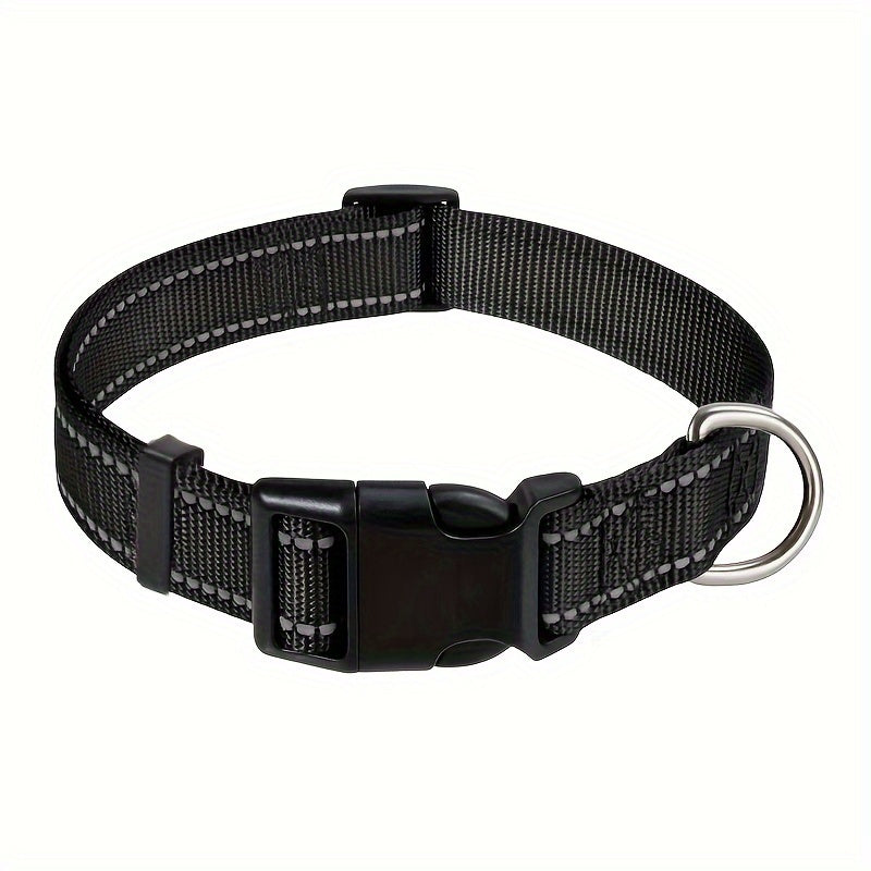 1pc Reflective Striped Dog Collar Escape Proof Nylon Dog Collar With Quick Release Buckle For Small Medium Large Sized Dogs Christmas Gift