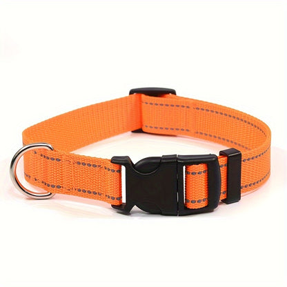 1pc Reflective Striped Dog Collar Escape Proof Nylon Dog Collar With Quick Release Buckle For Small Medium Large Sized Dogs Christmas Gift