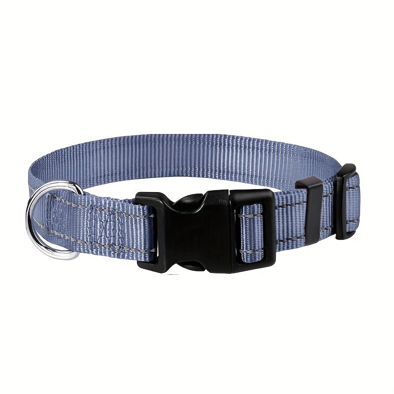 1pc Reflective Striped Dog Collar Escape Proof Nylon Dog Collar With Quick Release Buckle For Small Medium Large Sized Dogs Christmas Gift