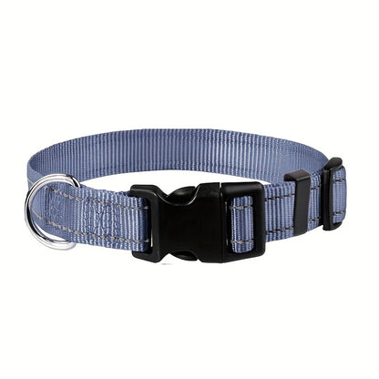 1pc Reflective Striped Dog Collar Escape Proof Nylon Dog Collar With Quick Release Buckle For Small Medium Large Sized Dogs Christmas Gift