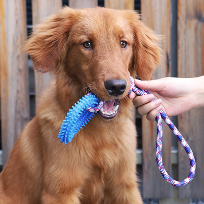 1pc Durable Thorn Circle Dog Rope Toy with Secure Handle - Interactive Teeth Cleaning & Grinding Chewing Toy for Aggressive Chewers - Enhances Pet Dental Health & Playtime Bonding