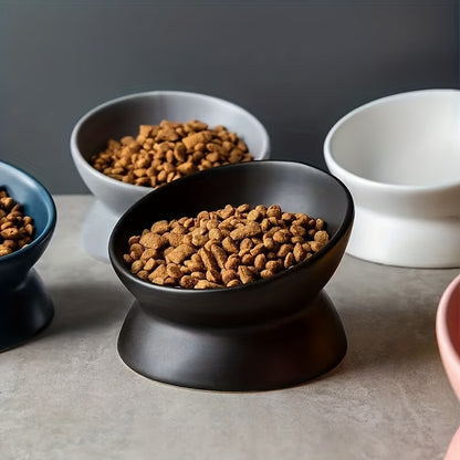 Raised Non-Slip Ceramic Pet Food Bowl - Perfect For Cats & Dogs!