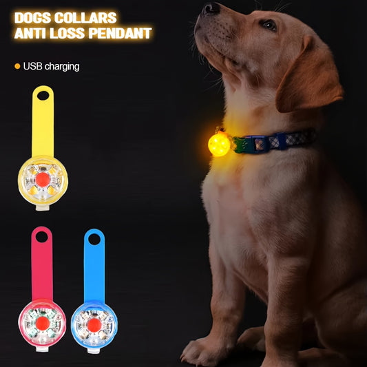 1pc Rechargeable Pet Collar Pendant | Puppy Leash Accessory, Silicone Dog Necklace with USB Charging, Polymer Lithium Battery