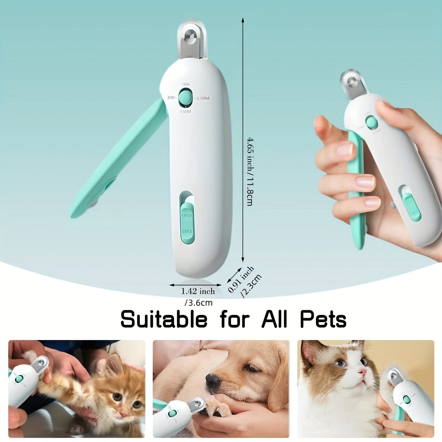 PetGroomPro Adjustable Aperture Nail Clippers for Cats and Dogs, Professional Grooming Tool, Plastic, No Battery Required, Ideal for Small to Large Pets