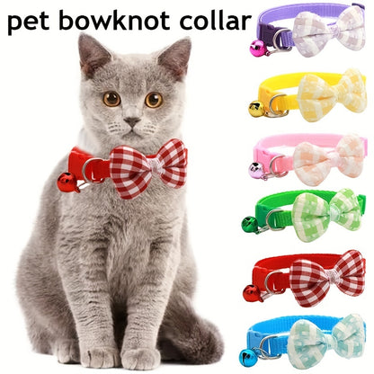 1pc Adjustable Plaid Cat Collar with Bow Tie - Perfect for Holiday Dress Up and Everyday Wear