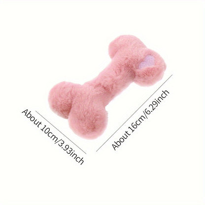 Interactive Plush Squeaky Dog Toy - Heart & Bone Shapes, Durable Chew for Medium Breeds, Pet Playtime Accessory