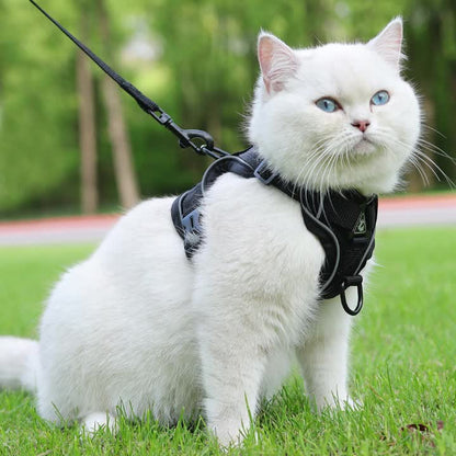 New Cat Leash, Vest-Style Cat Harness, Reflective And Breathable for Walking And Training Outdoors Safely.