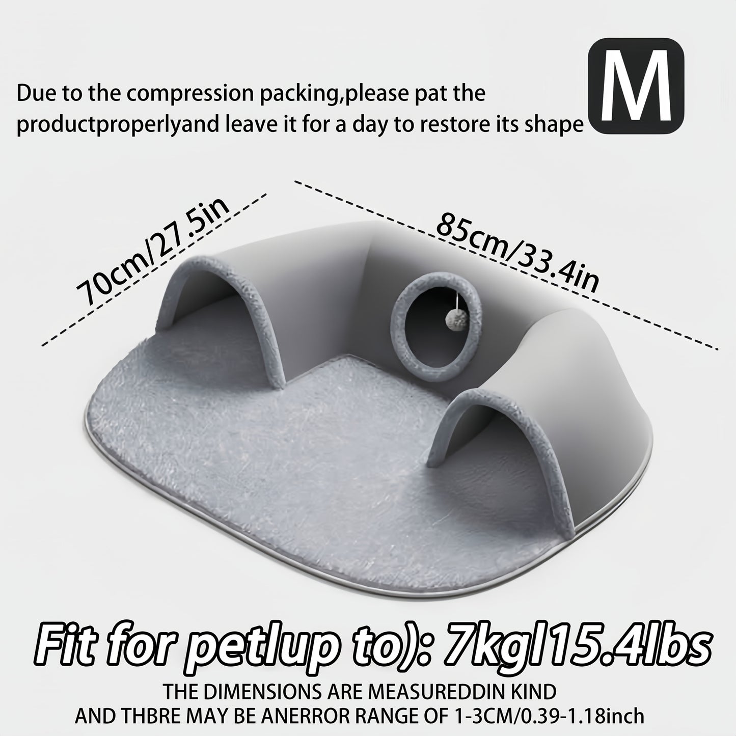 3-in-1 Non-Slip Cozy Cat Tunnel Bed - Play Mat & Warm Nest for Small to Medium Cats, Rabbits & Hamsters