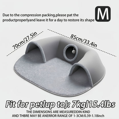 3-in-1 Non-Slip Cozy Cat Tunnel Bed - Play Mat & Warm Nest for Small to Medium Cats, Rabbits & Hamsters