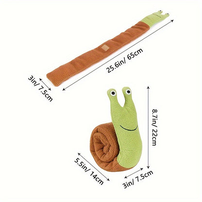 Slow Feeder Snail Dog Toy with Squeaker - Interactive Foraging Puzzle for teething Puppies, Slow Eating Feeder for all Breed Sizes, Mental Stimulation & Digestive Health, Durable Soft Chewable Snail Doll for Puppies & Dogs